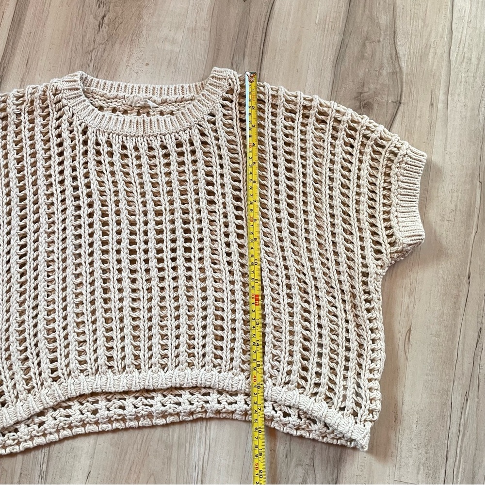 Crochet Open-Knit Boxy Top - Cream - Picture 11 of 12